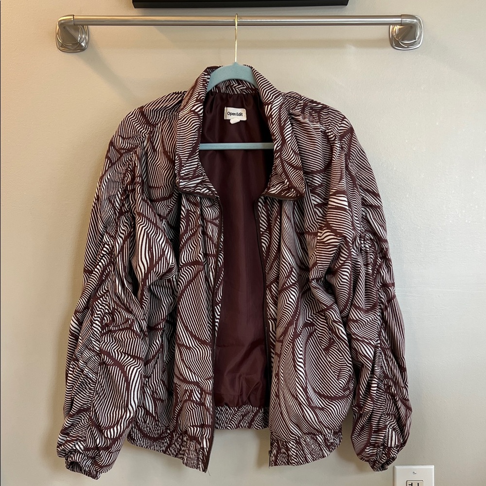 Open Edit Brown and White Jacket